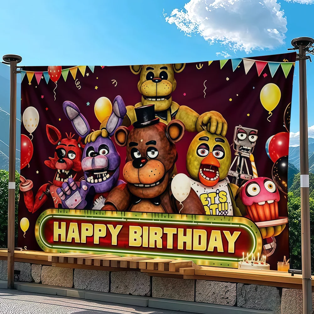 F-Five Nights At F-Freddys Flag For Sports Matches Halloween Games Parade Rally Holiday Festival Backyard Balcony Club Bar Decor