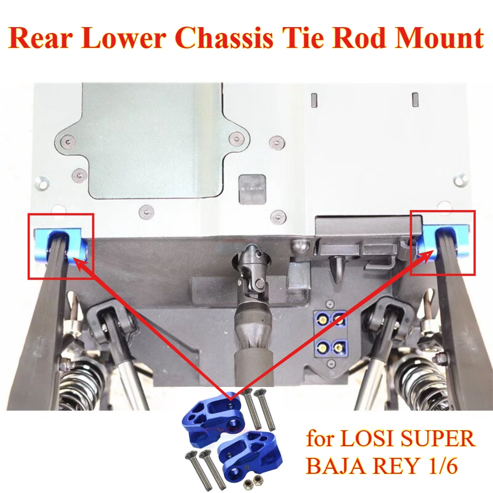 RC Car Spare Parts Aluminum Alloy Rear Lower Chassis Tie Rod Mount for LOSI SUPER BAJA REY 1/6 custom size Replacement Accessory