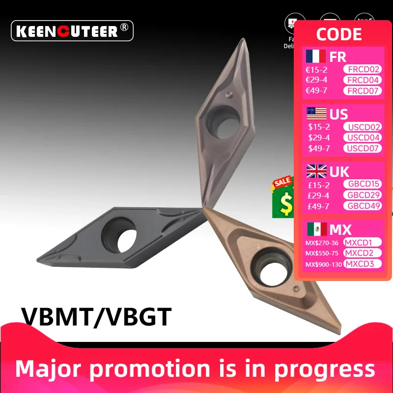 

External Turning Tool Blade VBMT11 VBMT16 VBGT11 VBGT16 YZ15TF YZ735 Carbide Insert for SVJBR/L Stainless Steel Cutter CNC Lathe