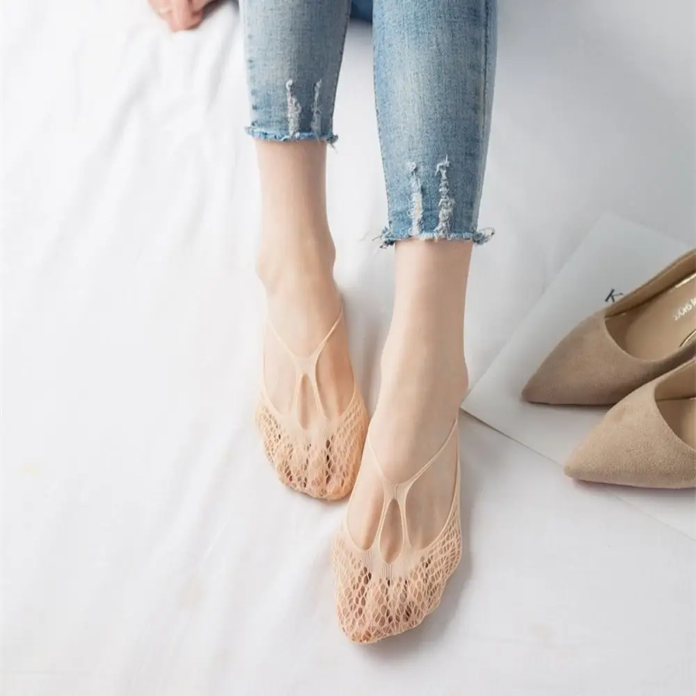 

No Show Breathable Mesh Summer Elastic High Heel Shoe Hosiery Women Velvet ​Socks Invisible Sling Socks Low Cut Boat Socks
