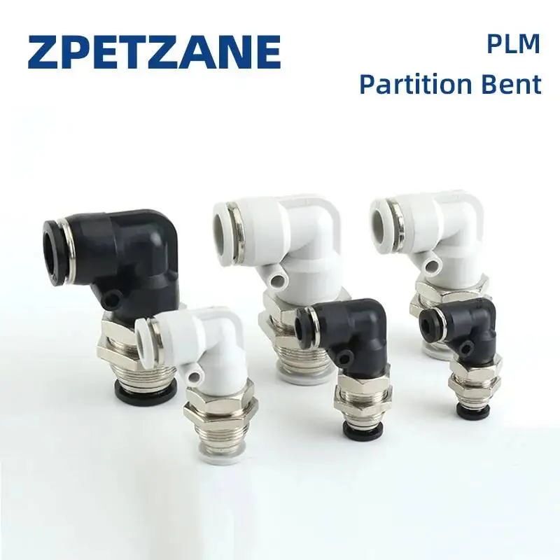 Pneumatic Air Pipe Connector PLM Through Plate Clapboard Clamp Elbow PLM-12-10-08-06 For PU Pipe 4mm