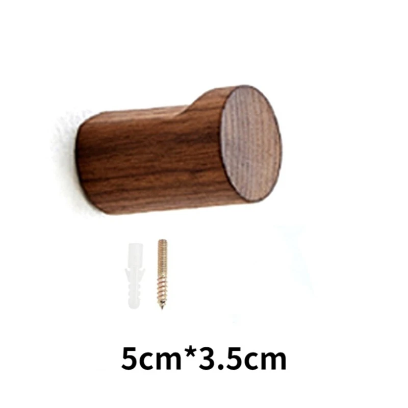 2Pcs Beech Wood Black Walnut Hook Modern Minimalist Coat Hook Closet Hanger Towel Hook Home Decoration Wall Mounted Hook