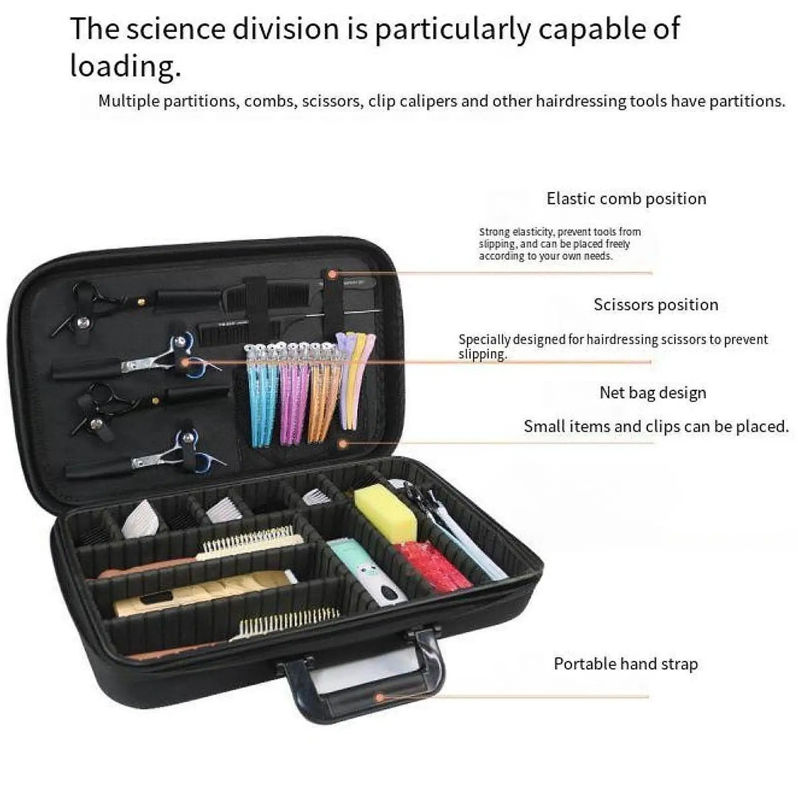 Tas Penata Rambut Partisi Dapat Dilepas Kain Oxford Kotak Tukang Cukur Kapasitas Besar