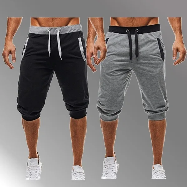 

Casual Fitn Men's 7/8 Length Pants Trendy Loose Sport Running Trousers Youth Faion Straight Leg Cotton Blend Trousers