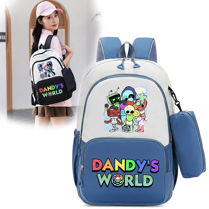 

2 шт., школьная сумка Dandys Worlds для мальчиков и девочек, большой вместительный водоотталкивающий студенческий рюкзак, высокое качество, книжный рюкзак с мультяшными играми, подарок