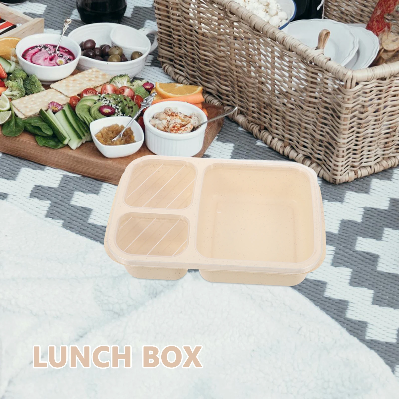 

Wheat Lunch Box Reusable Containers Divided Compartments Snack Plates Travel Food Storage Bento Meal Prep Safe Containers