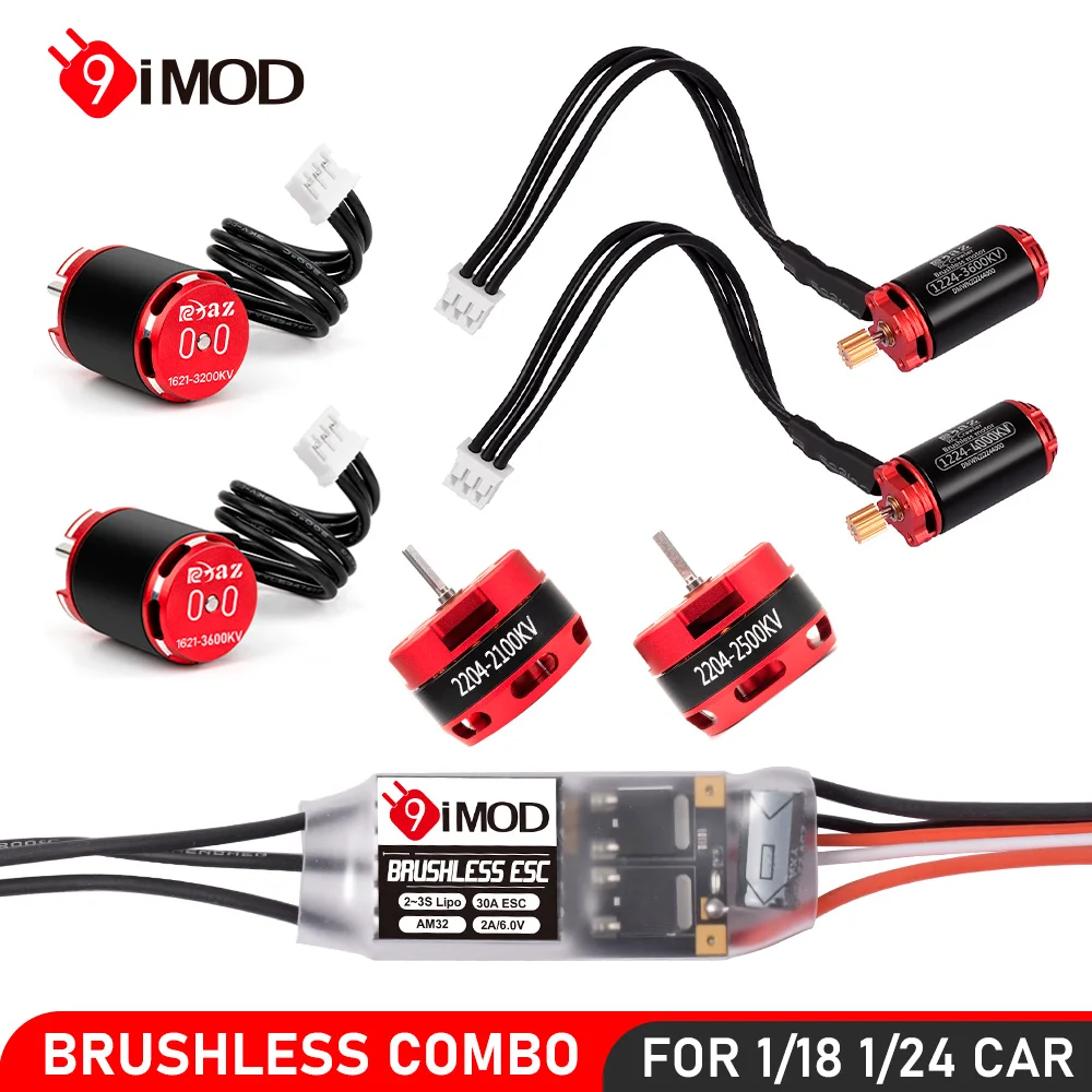 

9IMOD Бесщеточный двигатель ESC Combo AM32 30A Mini ESC 1224/1621/2204 Outrunner Motor для RC 1/18 1/24 Гусеничный автомобиль Axial SCX24 TRX4M