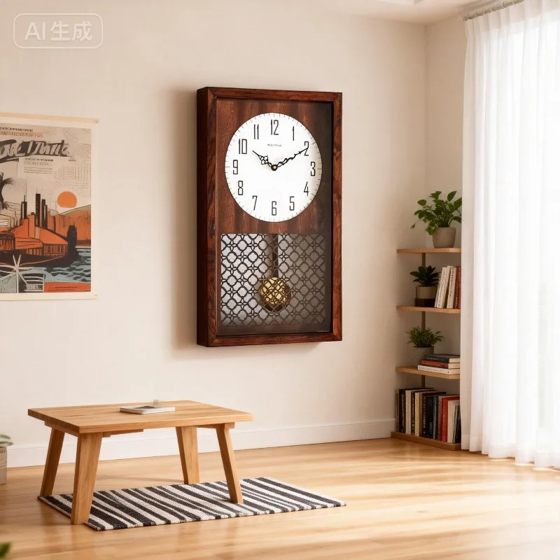 Wood Retro Wall Clocks Decorative Wall Watch Minimalist Luxury Aesthetic Living Room Clocks Silent Elegant Pendulum Watches