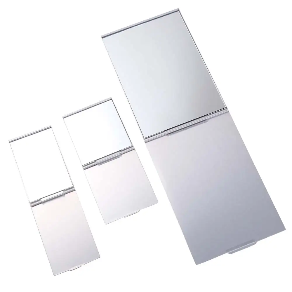 Small Mirror Aluminum Folding Mirror Rectangle Compact Makeup Mirrors Ultra-thin Metal Pocket Mini Mirror Travel Use