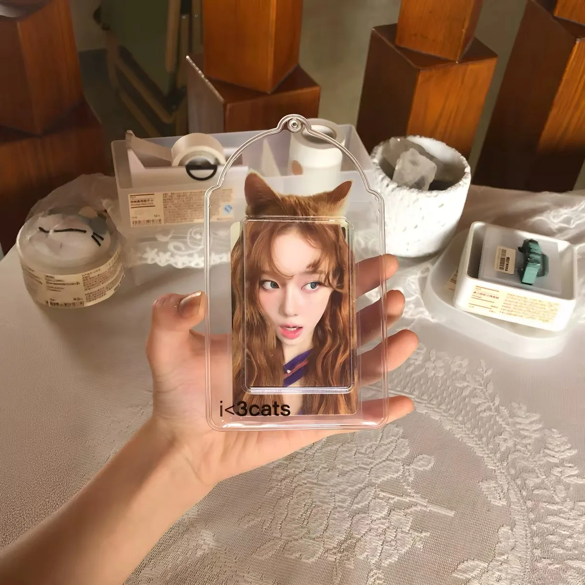 Kpop Idol Photocard Holder Photocards Cases keychain Photo Covers Picture Display Stand Keychain Credit ID Cards Protective Case