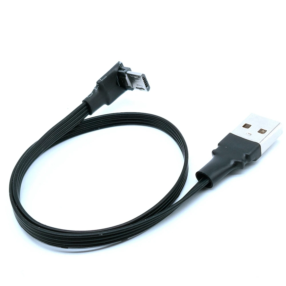 0.1M-3M flat double bend Micro USB2.0 data charging cable for online, offline, left, right USB, Android phone universal soft dat