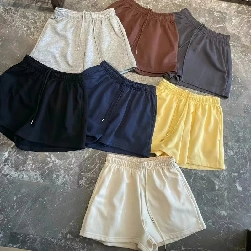 2026 Casual High Waist Hot Shorts Fashion Cotton Fitness Shorts for Women Solid Color Classic Elastic Waist Sports Shorts Women