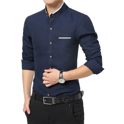 Neue Mode Lässig Männer Hemd Langarm Stehkragen Slim Fit Hemd Männer Koreanische Business Herren Kleid Shirts Männer Kleidung M-5XL