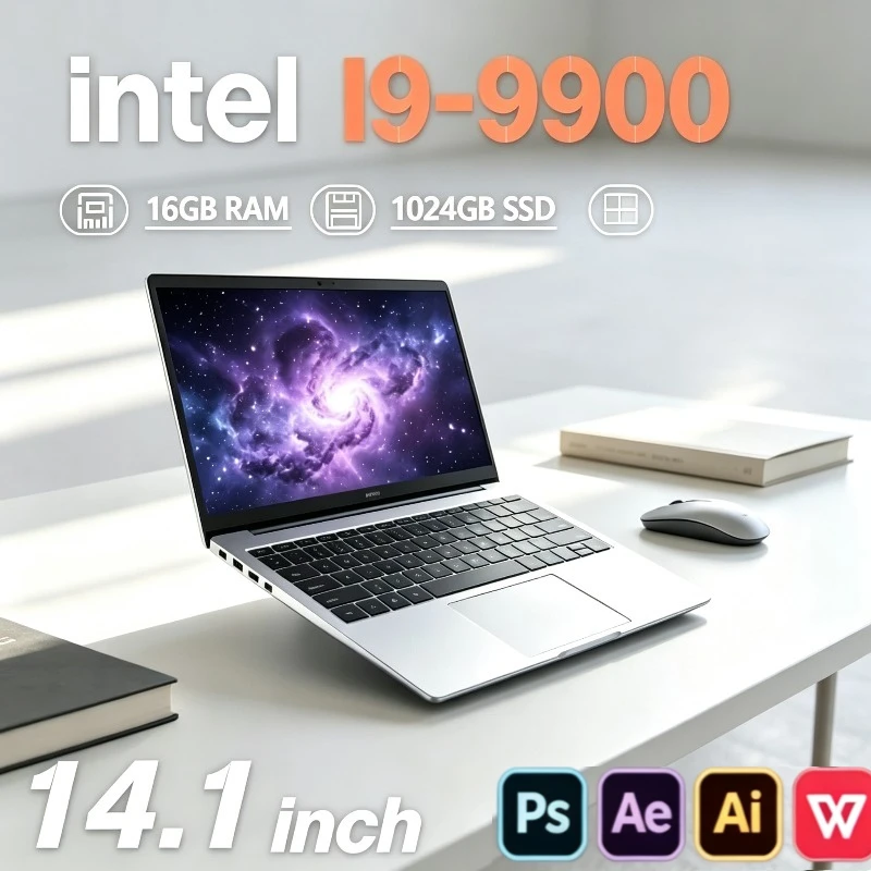Intel Core i9 9900,1TB/2TB SSD 16GB DDR4 for Office Gaming (PC Laptop) New 2026 Portable 14.1 Inch Notebook High Performance