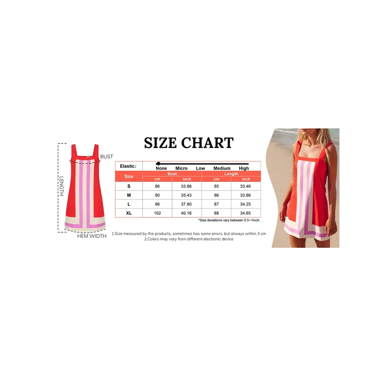 ABRT - Damska Sukienka Mini w Paski Boho na Ramiączkach Letnia Sukienka Plażowa