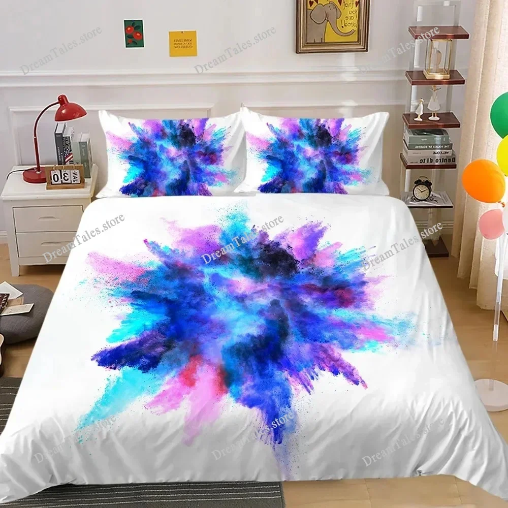 

Abstract Duvet Cover KingQueen Size,colorful Splash Ink Watercolor Paint Splatters Liquid Art Bedding Set For Boys Girls,black74