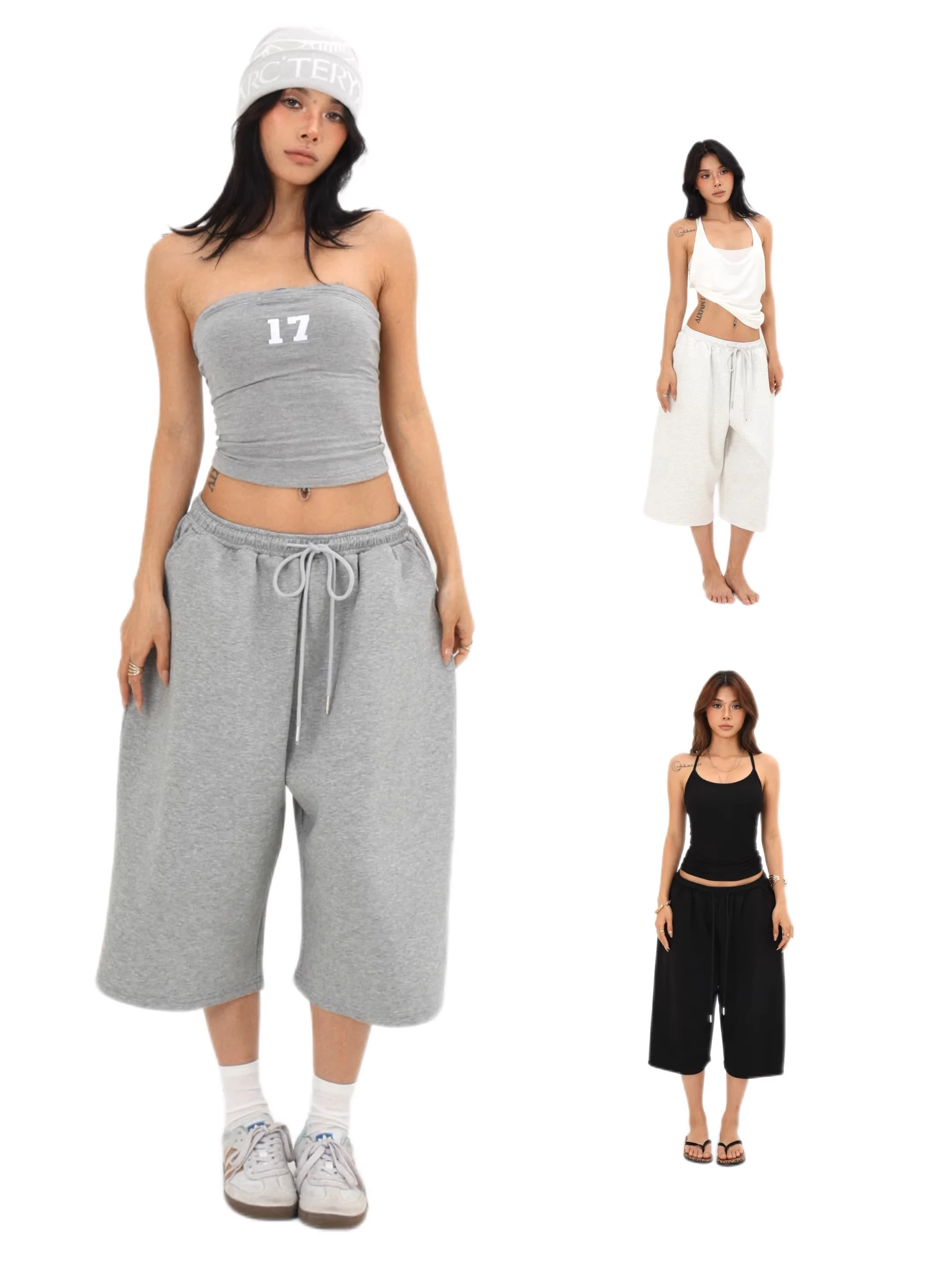 

Брюки Blinggirls American Sle Thin ort Pants 2026: Новые свободные повседневные брюки с широкими штанинами для мужчин и женщин, длина 7/8