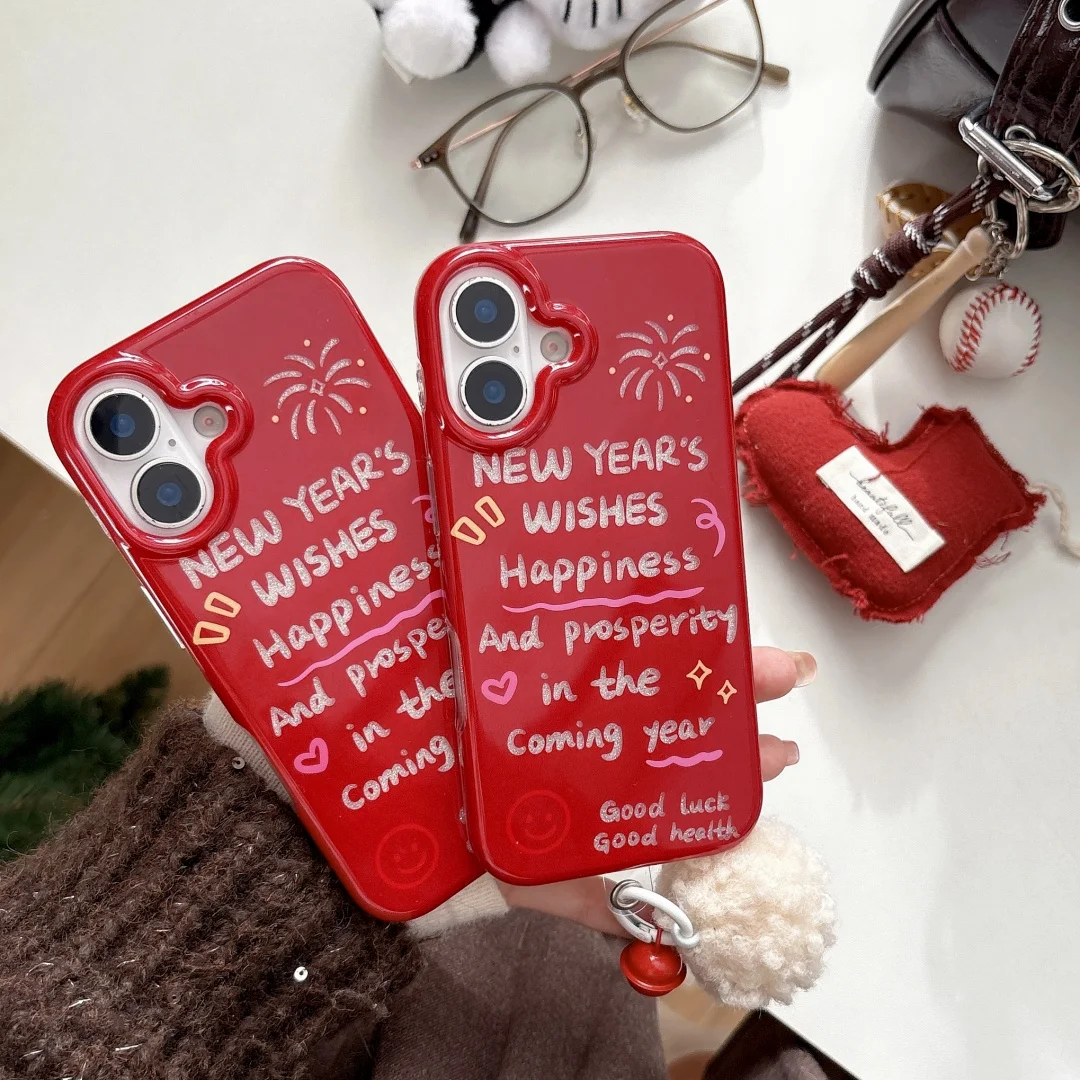 

New Year's blessing notes quotation english letter Case For iPhone 17 16 15 14 Plus Pro Max Shockproof Soft Silicone Cover﻿