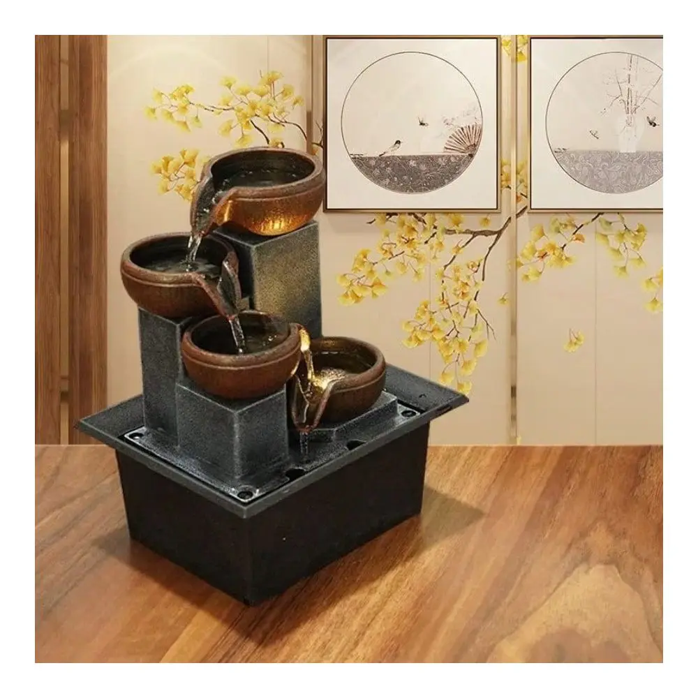 

Desktop Fountain, FourLayer Circulating Water, Zen Charm, Simulated Resin Home Decoration Handicraft Ornaments