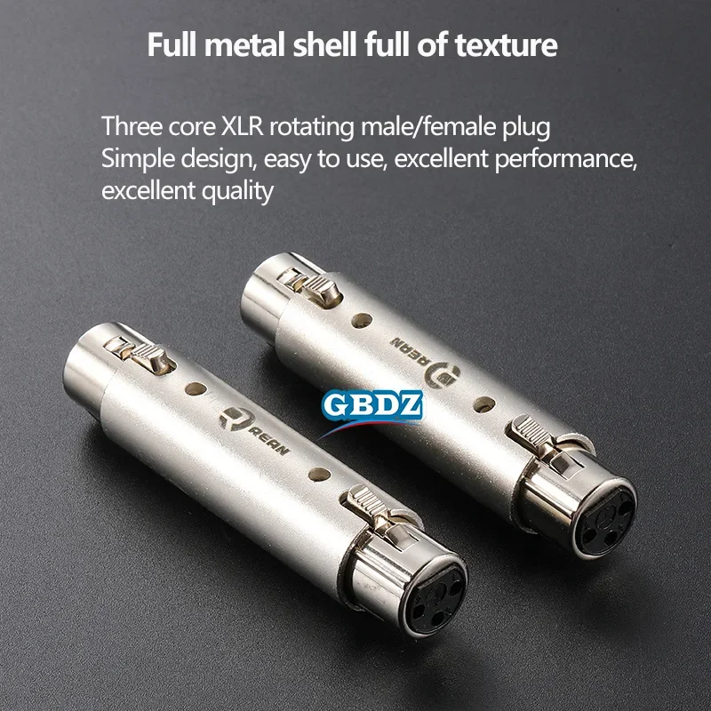 1-100PCS REAN 3 Pin XLR Adapter XLR Female to XLR Female, XLR Male to Male All Metal Casing With Lock Audio Converter Connector