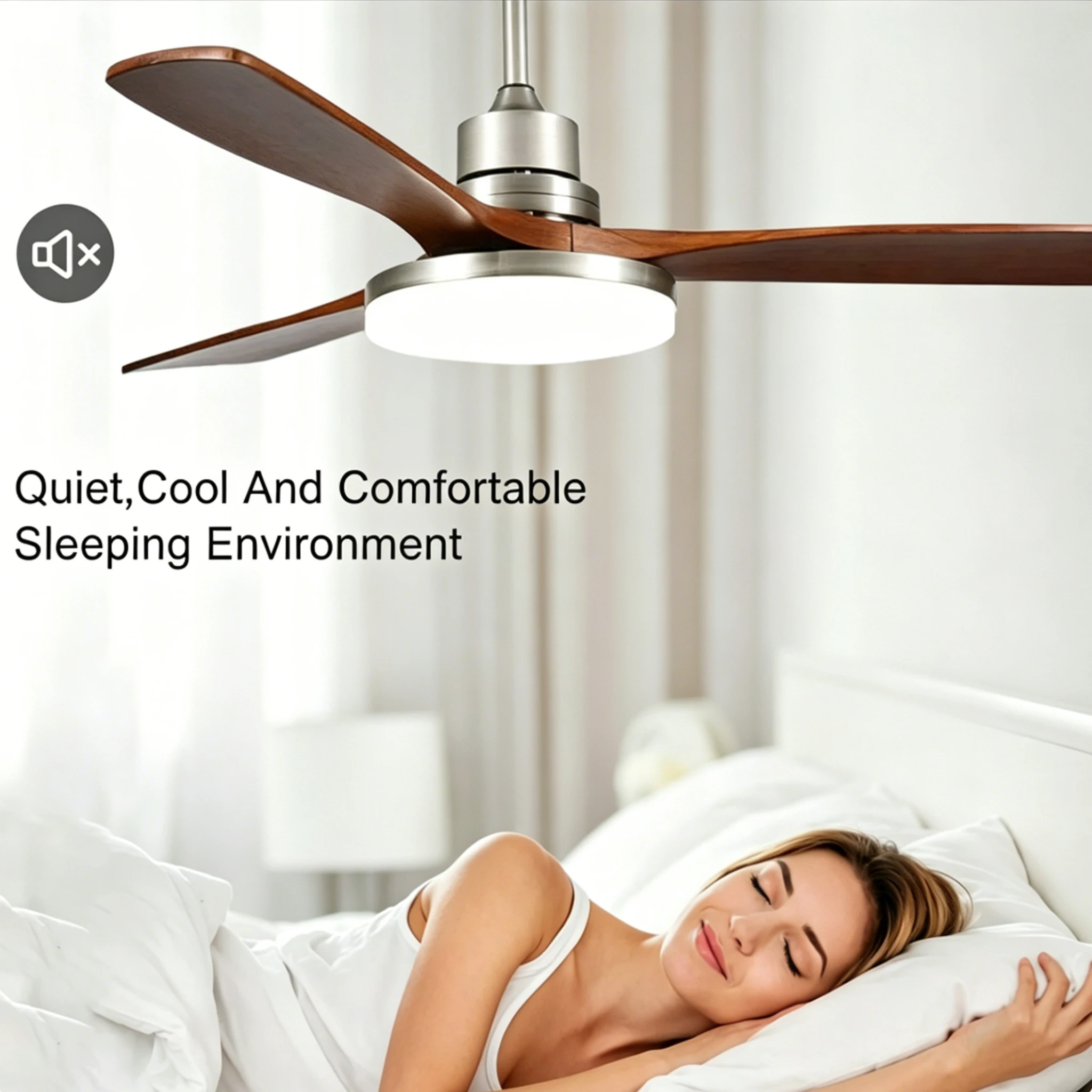 Wood Ceiling Fan with Lights and Remote Dimmable 3 Blades Wood Electric Fan 6 Speed DC Motor Fans for Farmhouse Living Room