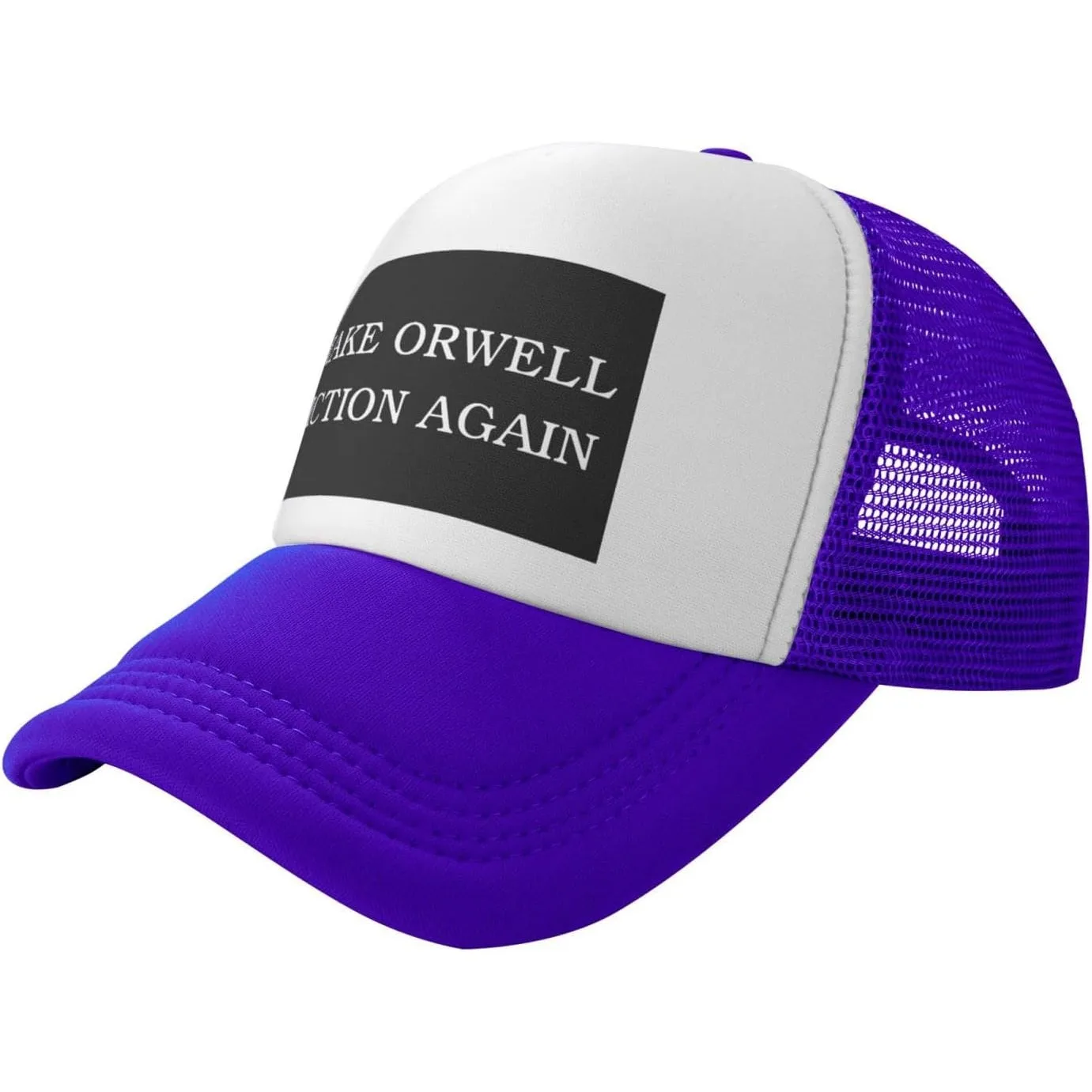 Make Orwell Fiction Again Trucker Hat Polyester Mesh Snapback Cap Unisex Casual Outdoor Adjustable