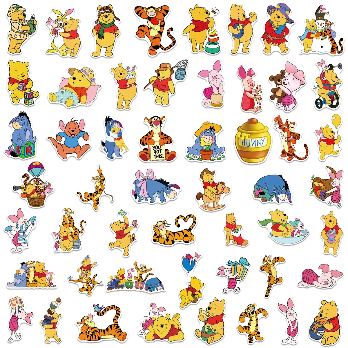 10/50 UNIDADES ‌ Oso Pooh y Tigre ‌   Pegatinas de Graffiti de Disney, Divertidas Calcomanías de Dibujos Animados, Adhesivos para Equipaje, Teléfono, Guitarra, Juguetes Clásicos para Niños