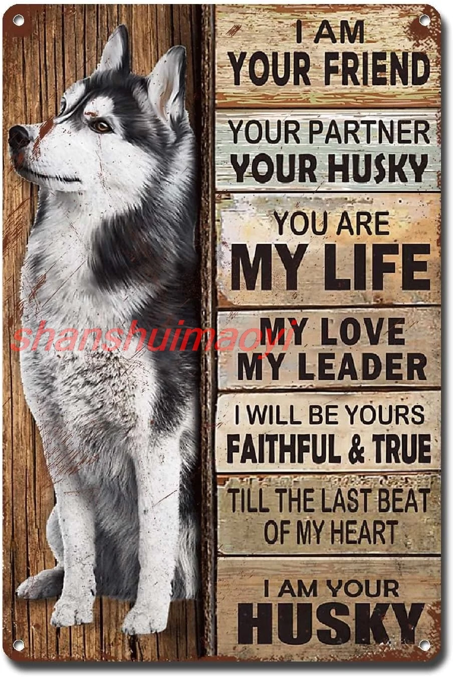 Lygond Metal Sign, 'I Am Your Friend', 6 x 8 Inches, Vintage, Husky Themed, Home Decor sign