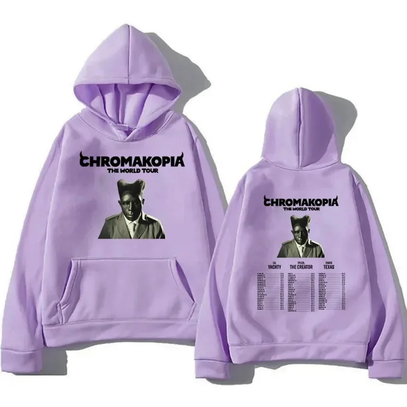 Unisex Hoodies Printed Chromakopia The World Tour Casual Loose Long Sleeve Solid Pullovers Fashion Trendy Letters Sweatshirt