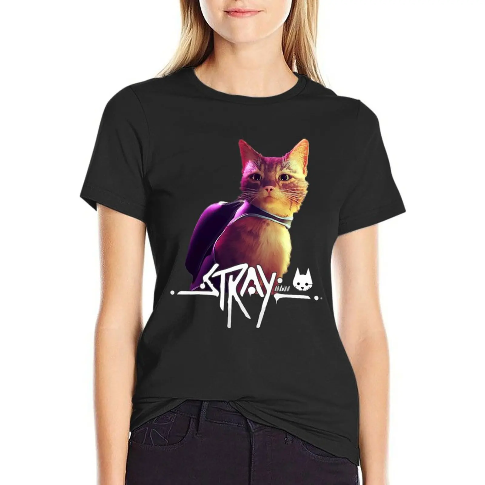 

stray game stray video game T-Shirt animal prinfor heavyweights quick-drying blacks t shirts for Women loose fit