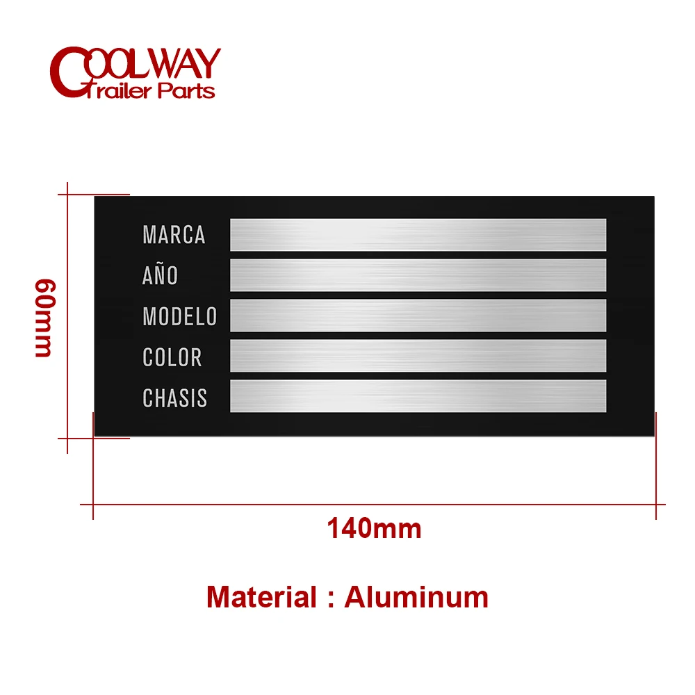 Aluminum Blank or Engraved ID Tag Vin Date Plate Trailer Weight Plates Plant Flatbed Chassis Number RV Parts Camper Accessories