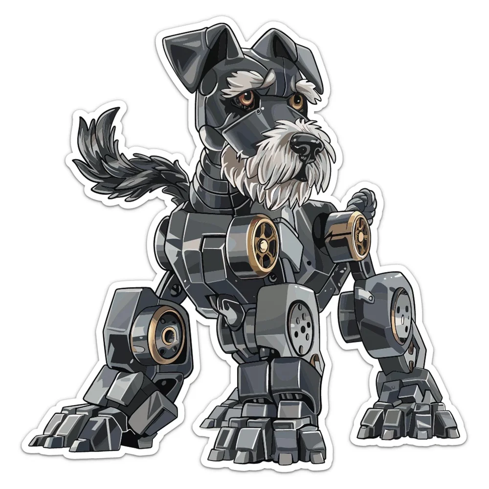 Miniature Schnauzer Dog Robot Vinyl Car Sticker Decorative Decal for Truck Window and Travel Case Animal Art Decoration