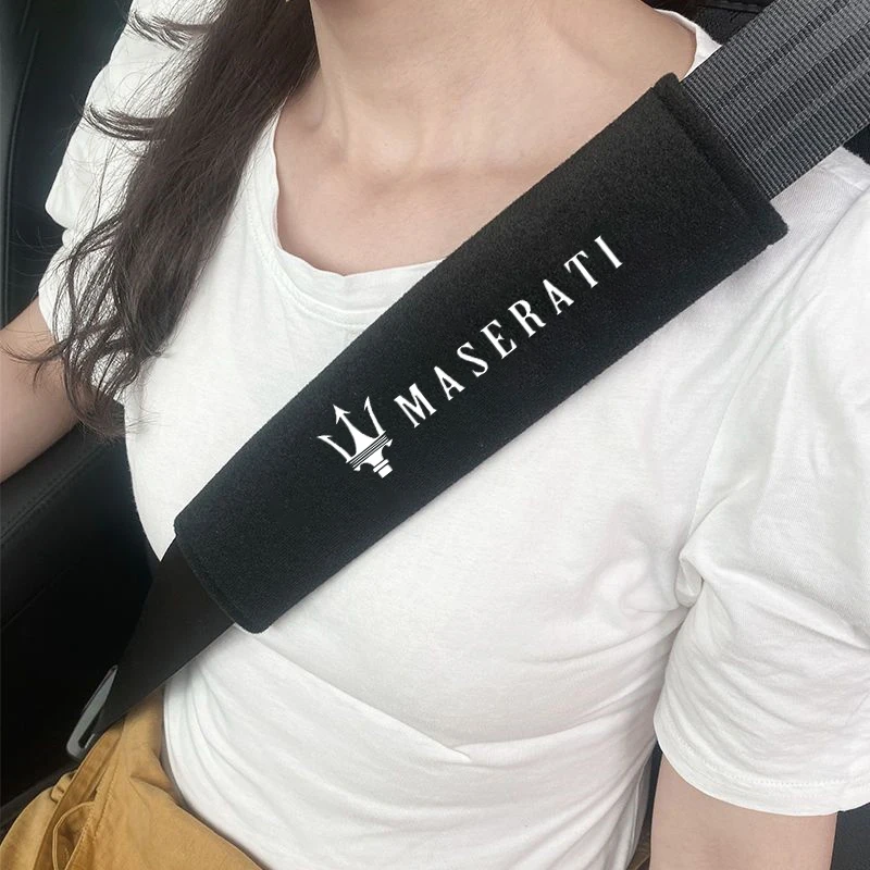 2pcs Car Seat Belt Pad Safety Strap Shoulder Cover Soft Mat For Maserati GranTurismo Levante GranCabrio Quattroporte Accessories