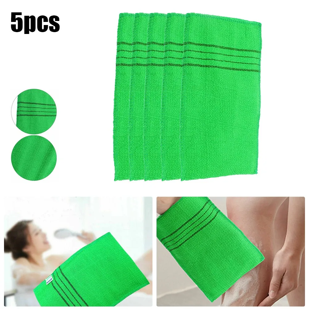 5Pcs Exfoliating Bath Towel Korean Style Body Scrub Shower Cloth Soft Polyester Cotton Washing Rubbing Back- Cleaning Tool ﻿