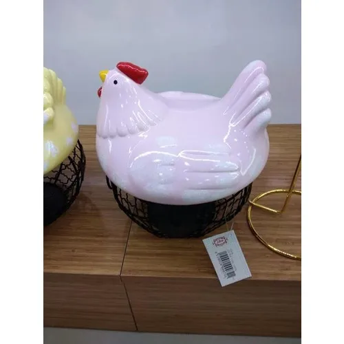 Strawberry Home Chicken Figured Pink Egg Storage Basket 25 cm