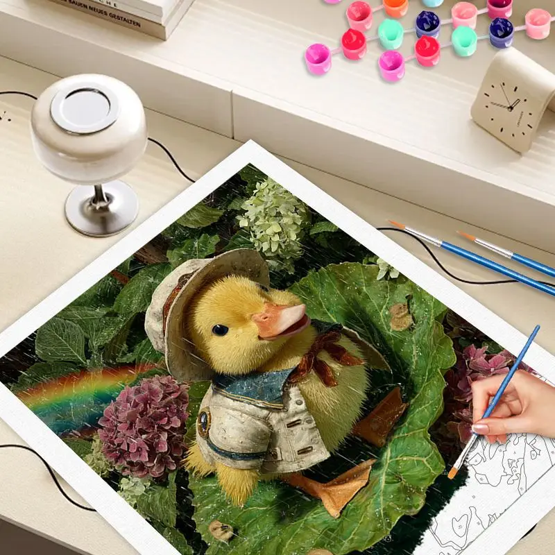 

CHENISTORY Coloring By Number Yellow Duck Drawing On Canvas HandPainted Gift Kit DIY Home Decor Painting By Number