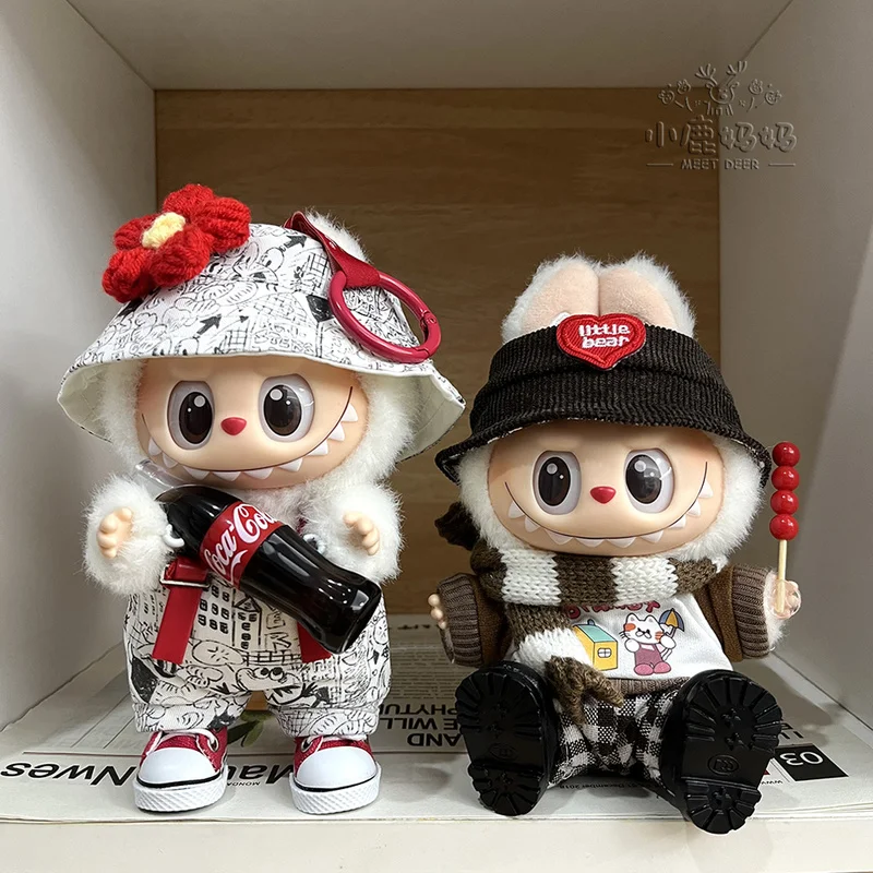 New Genuine Labubu Coca Cola Vinyl Face Series Clothes Labubu V1 V2 V3 Fashion Bib Overalls Labubu Clothes No Dolls