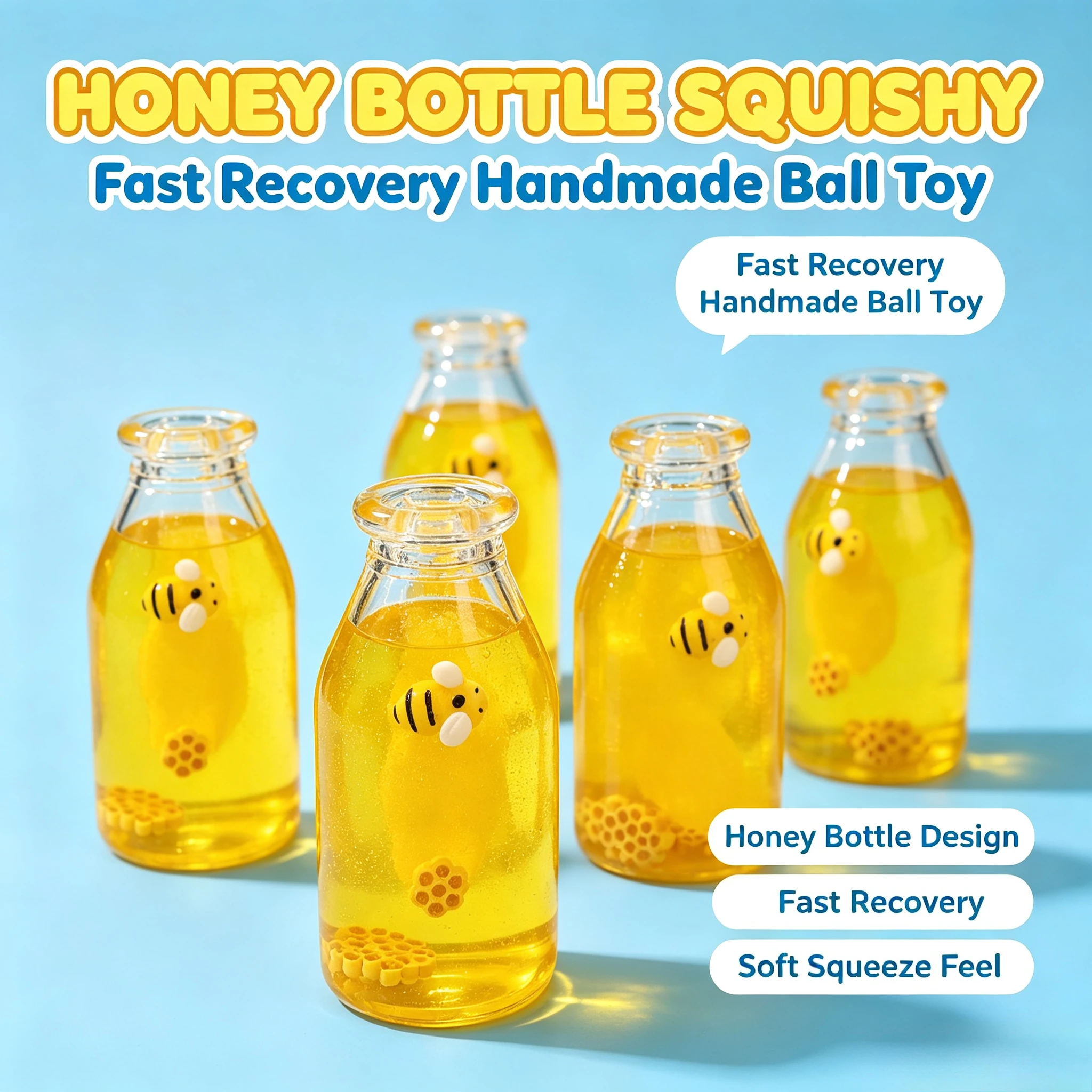Simulated Honey Drink Bottle Squishy Toy Fast Recovery Soft Squeeze Stress Relief Fidget Decompression Sensory Desk Toy