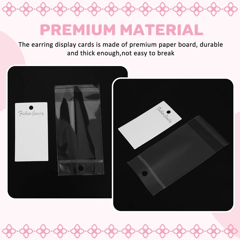 Abwr-perhiasan 100 X putih anting polos kartu tampilan & tas perekat diri
