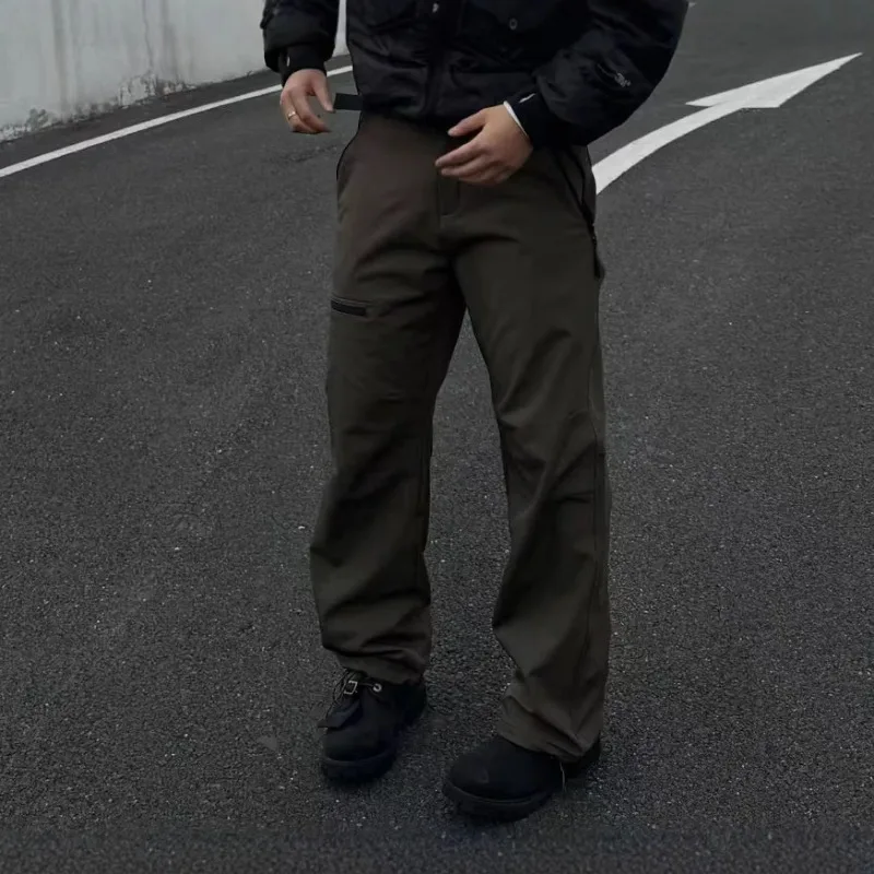Autumn And Winter Velvet Outdoor Tough Guy Solid Color Mountaineering Casual Pants Three-dimensional Cutting Pants