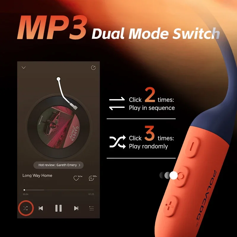 POLVCDG bone conduction earphones IPX8 waterproof 32GB memory 