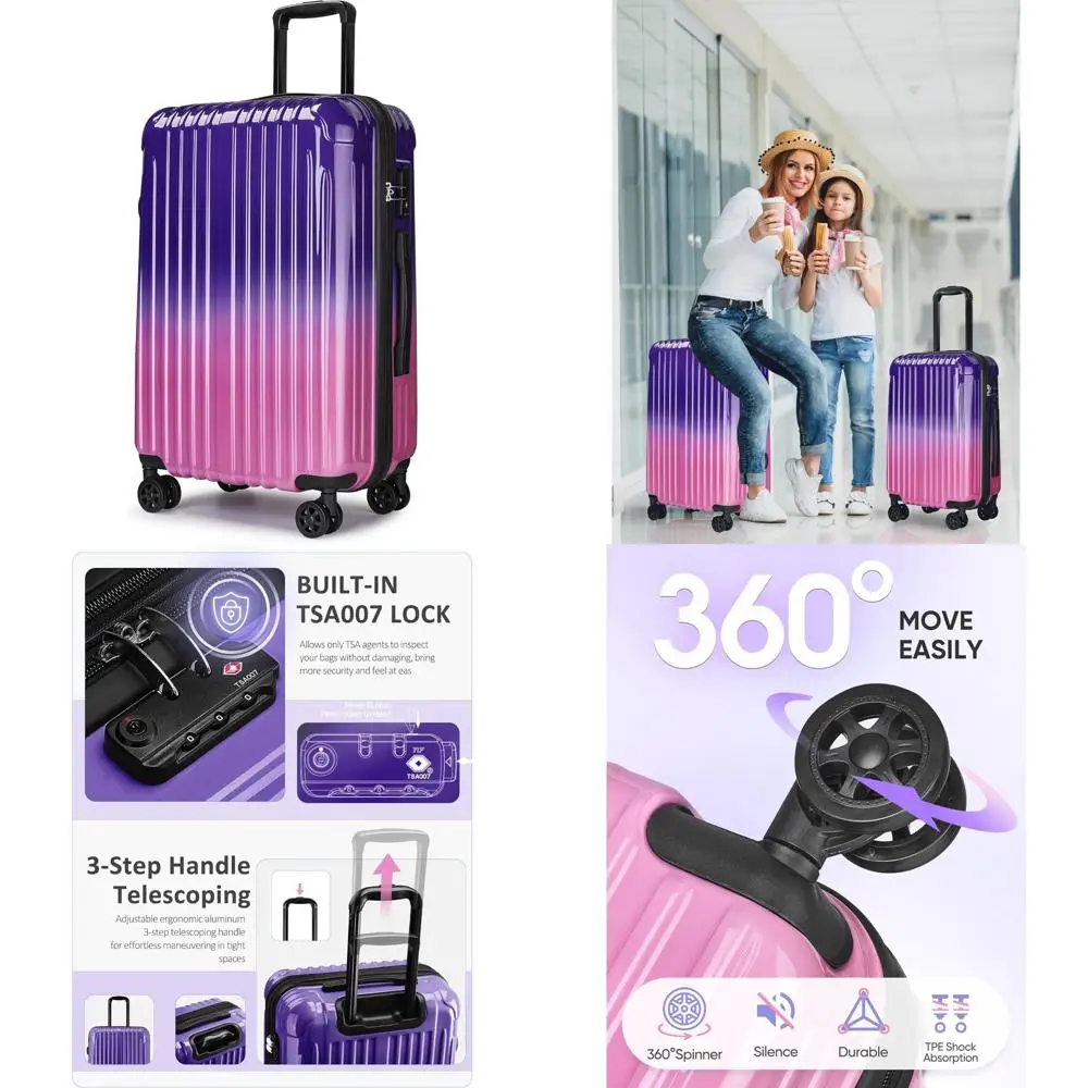 

Чемоданы на спиннерных колесах с замком TSA, одобренный авиакомпанией, расширяемый жесткий чемодан для путешествий