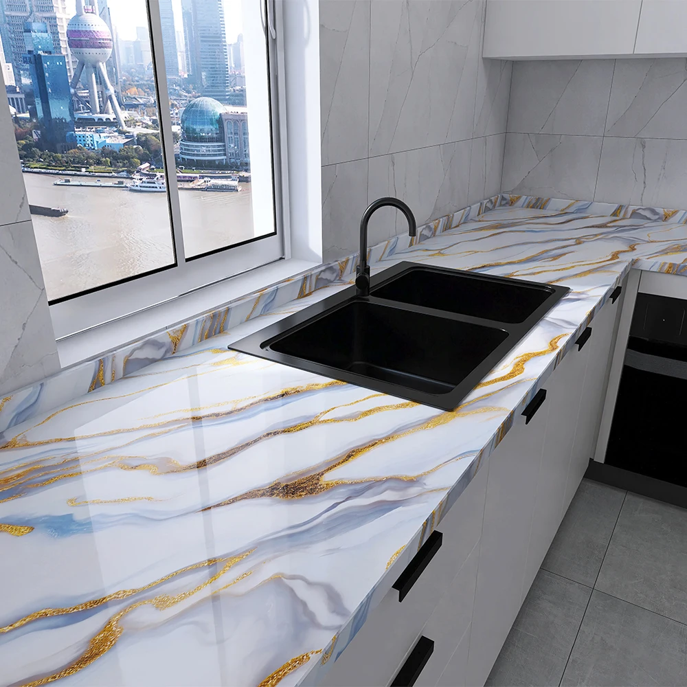 Kitchen Pearlescent Film Waterproof Wallpaper PVC Room DIY Self-adhesive Wall Stickers Wardrobe Kitchen Furniture Wall Stickers image 3
