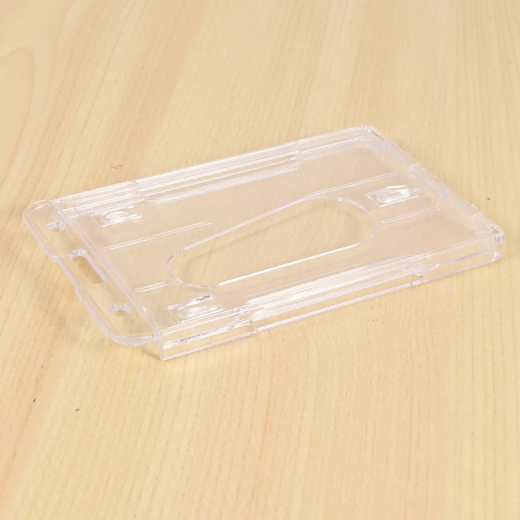 10X Vertical Hard Plastic Badge Holder Double Card ID Multi Transparent 10X6cm-Y18A