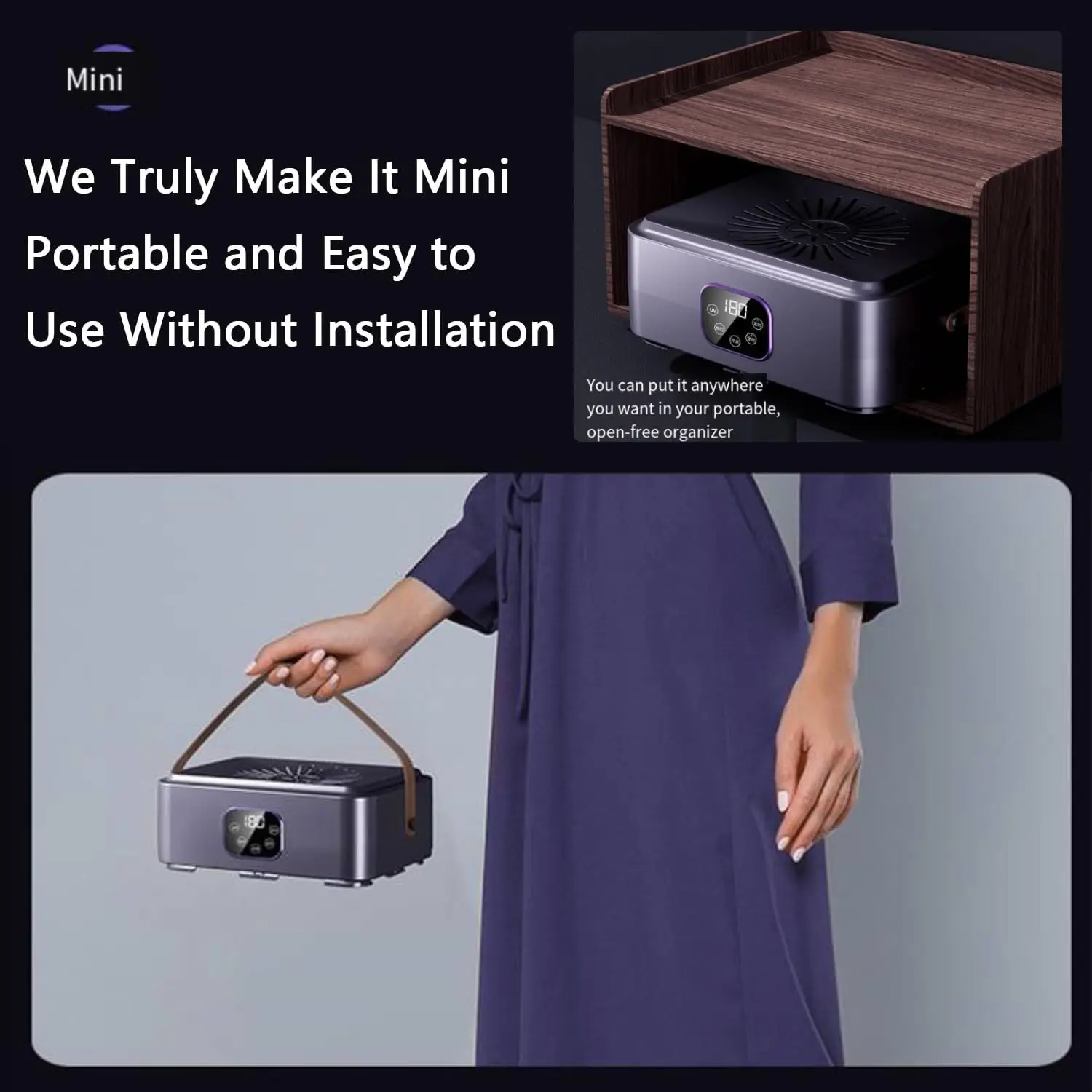 Portable Clothes Dryer 20KG 650W Touch Screen Remote Control Quiet Fast Dry Purple