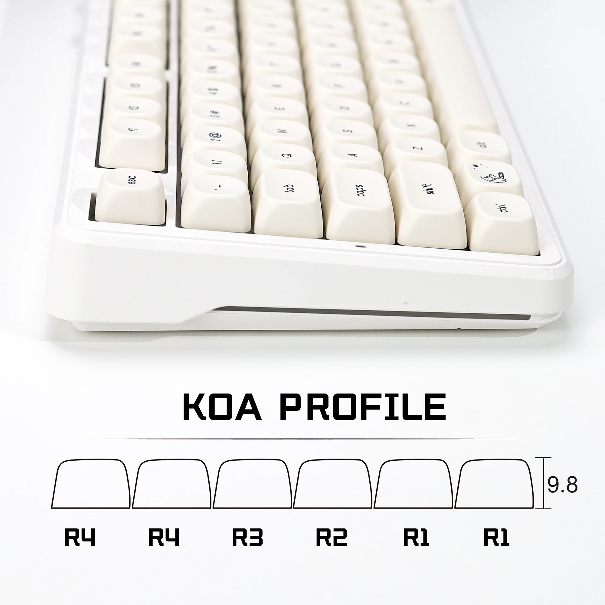 KBDiy Milk White Cat Keycaps for 60% Mechanical Keyboard