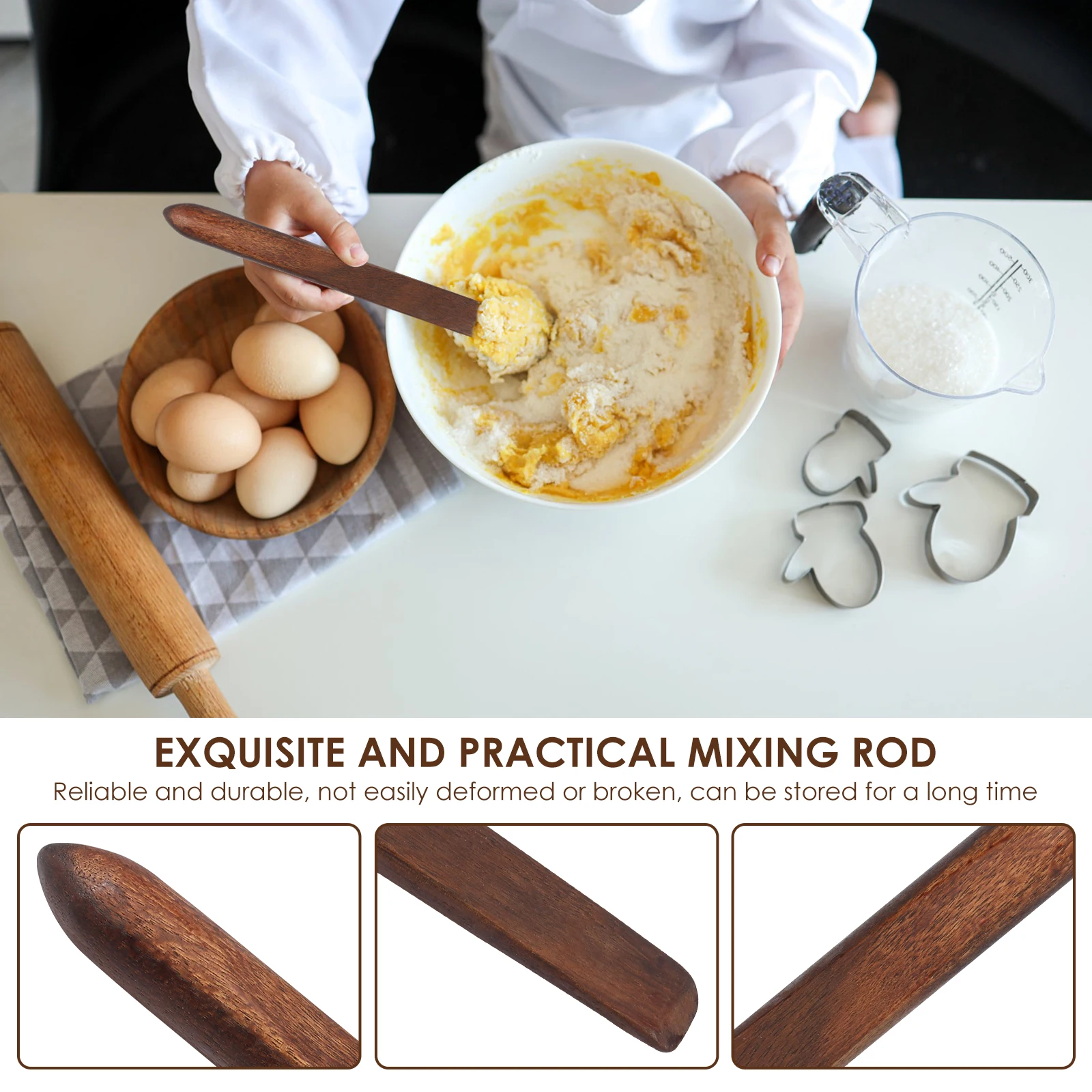 11In Sourdough Bread Mixing Stir Stick Acacia Wood Sourdough Spatula Practical Sourdough Bread Making Tools for Kitchen Cooking