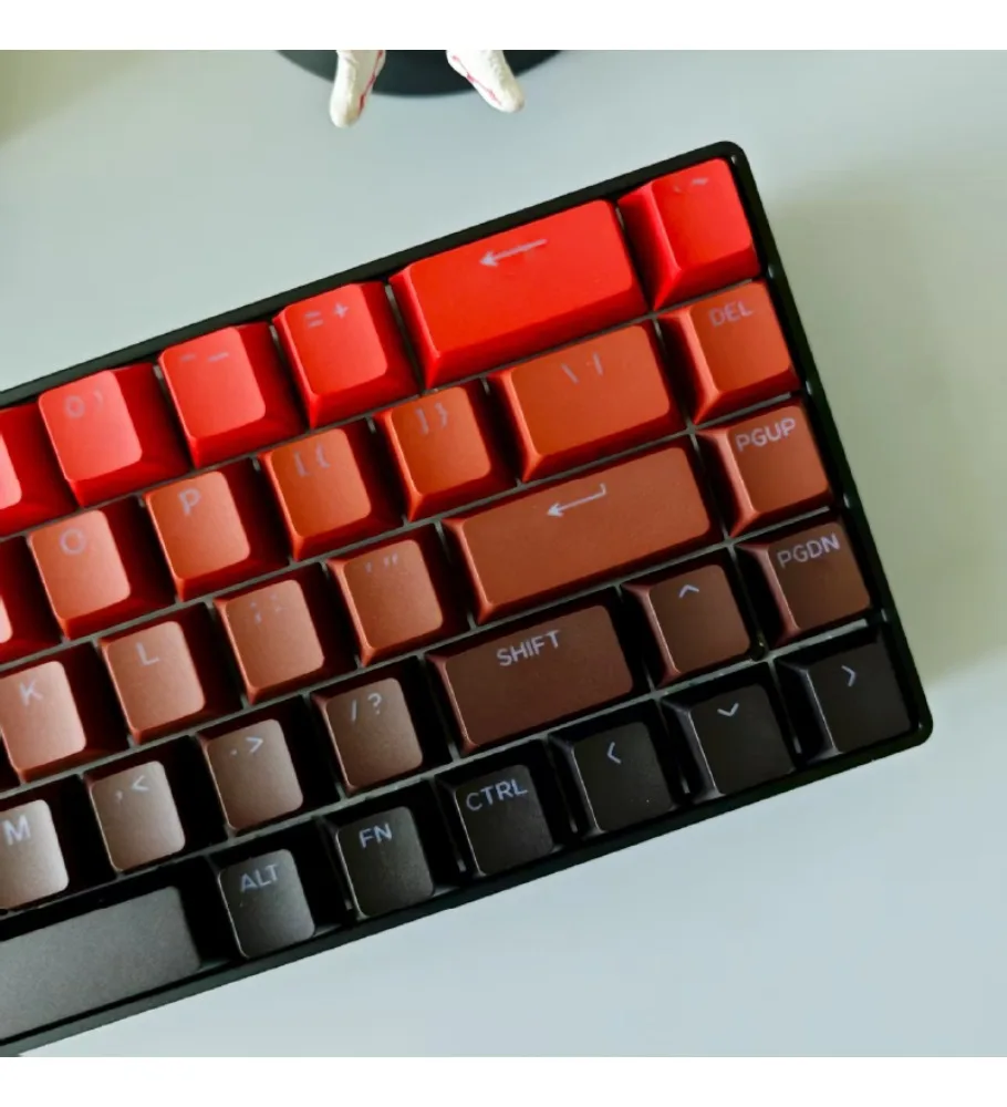 Red mechanical keyboard keycap is engraved with lightgradual changeadaptation 68 keys 87 keys 108 keys