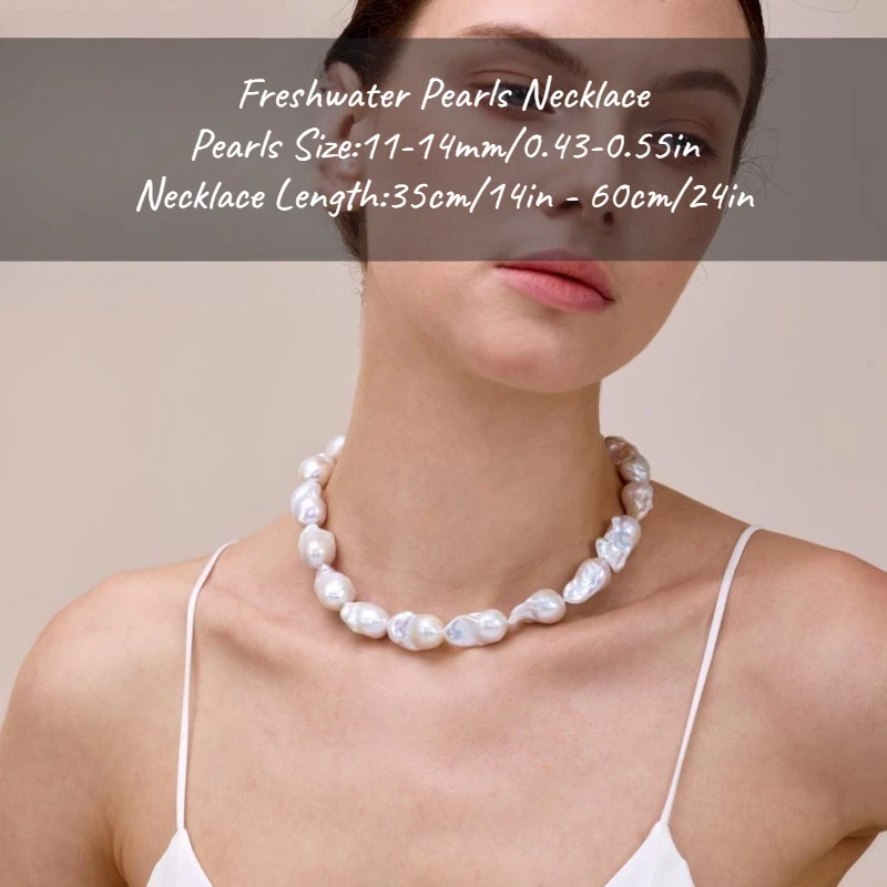 

MYSOYA Large Baroque Freshwater Pearl Necklace 11-14mm With Gift Box, For Her/Him, Birthday/Wedding/Christmas/New Year Gift