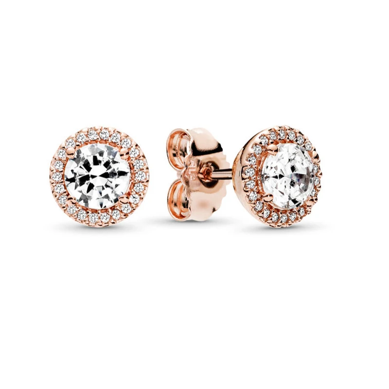 TOGORY Newest Rose Gold Brand Stud Earrings For Ladies Women Crown Love Round Earrings Jewellery Birthday Gift Special Offer